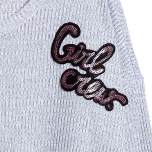 H&M Divided Women's Embroidered Gray Rib-Knit Pullover Sweatshirt Size Medium - Picture 4 of 15